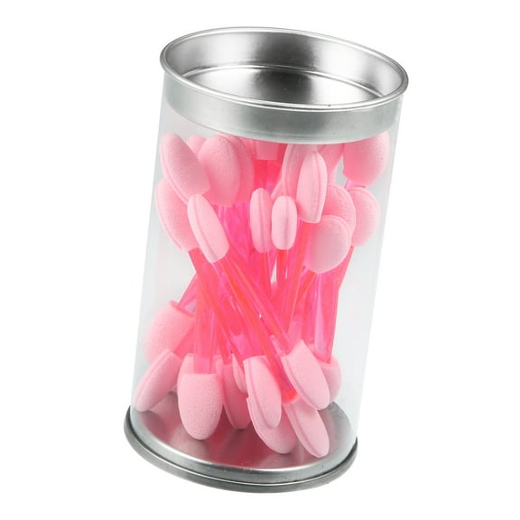 Unique Bargains 25PCS Dual Sides Eye Shadow Brushes Sponge Applicators Makeup Eyeshadow Brushes Pink with Container