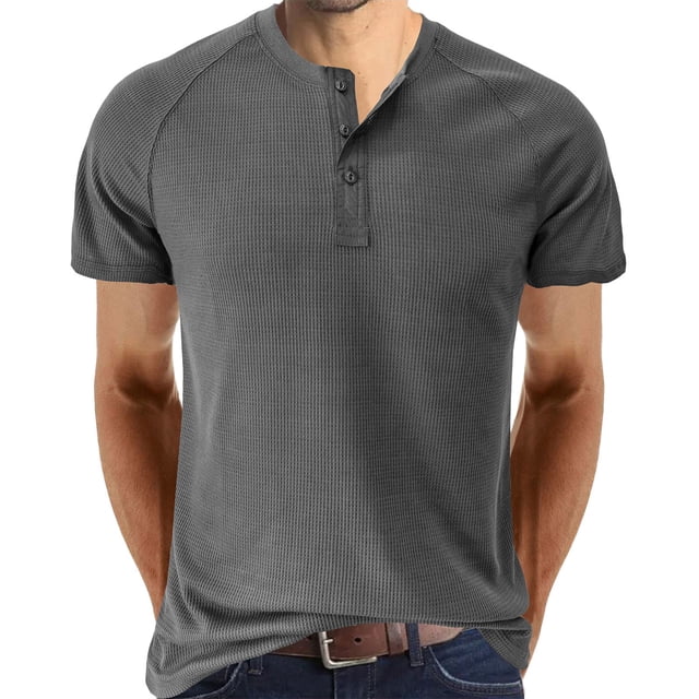 BOBOGOJP Mens Graphic T-Shirts Short Sleeve Crew Neck Tops Work Solid Color Pullover (Gray,S)