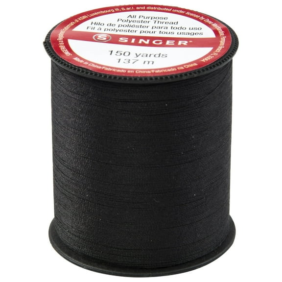 SINGER60110All Purpose Polyester Thread, 150 yards, Black (Pack of 2)