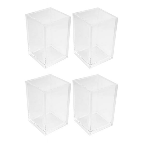 Acrylic Pen Holder 4 Pack,Clear Desktop Pencil Cup Stationery Organizer for Office Desk Accessory