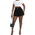 thumbnail image 6 of Gocolloa Women Plus Size Jean Shorts Stretchy 3.5" Sexy Trendy Patch Pocket High Waisted Denim Shorts Black 14W, 6 of 6
