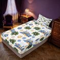 thumbnail image 2 of Manfei Festive Christmas Train Fitted Sheet Full,Traditional Snowflake Bed Set,Blue Green,3 Pieces,1 Fitted Sheet and 2 Pillowcases, 2 of 6