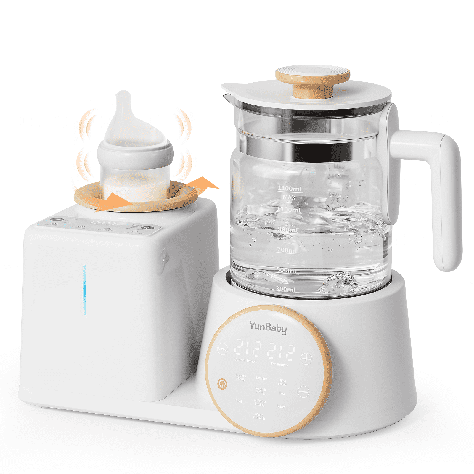 YunBaby Baby Bottle Warmer & Automatic Bottle Shaker with Electric Kettle, Fast Water Heating with Temperature Control for Formula & Breastmilk