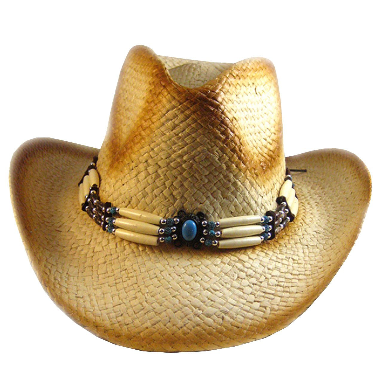 black2 Mens & Womens Western Classic Cowboy Straw Hat 