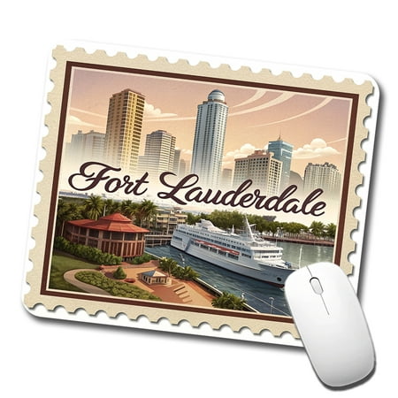 Fort Lauderdale, Florida FL Travel City State Stamp Mouse Pad Low Profile Gaming Mat