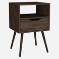 thumbnail image 3 of Cterwk Wood Nightstand with 1 Open Shelf and 1 Drawer, Dark Brown, 3 of 4