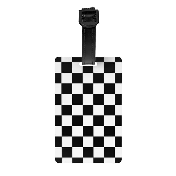 Black And White Checkered Luggage Tag Name Id Card Suitcase Labels Identifiers Pvc Baggage Tags