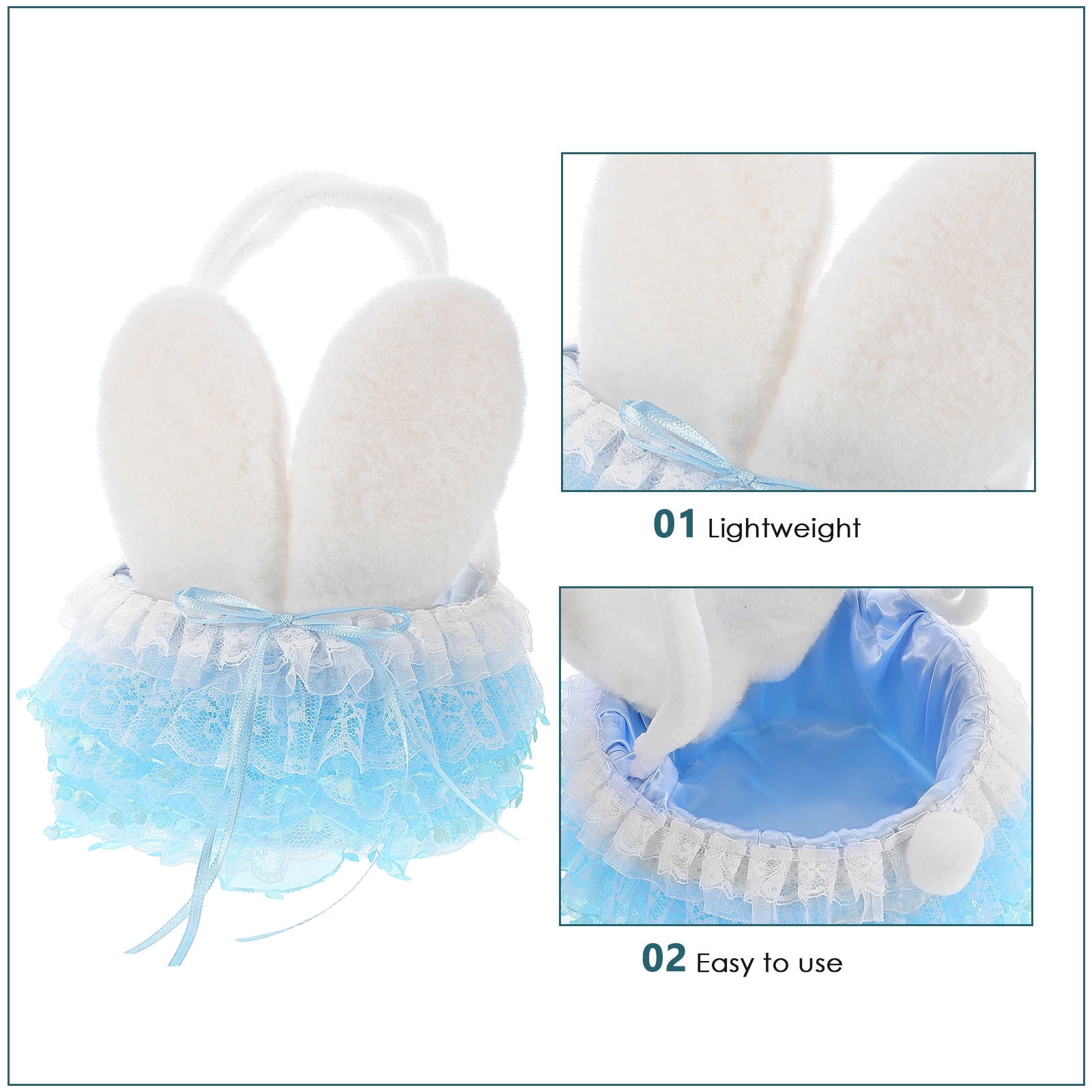 ELAYARD Sky- Easter Bunny Basket with Plastic Mesh - Adorable Party Decoration and Holder