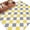 Yellow, variant on Blue Grey Plaid Round Area Rug 5Ft Washable Circle Rugs for Living Room Bedroom, Modern Geometric Minimalist Checkered Non-Slip Carpet Floor Mats Indoor Outdoor Carpet Runner Aesthetic Home Decor
