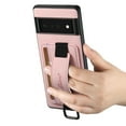 thumbnail image 5 of for Google Pixel 6 Pro PU Leather Card Slots Back Case, Classic Wristband Kickstand Finger Ring Shockproof Protective TPU Frame Phone Case for Google Pixel 6 Pro Women Men Boys Girls, Pink, 5 of 6