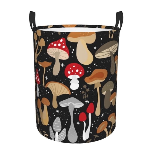 Fotbe Various Mushrooms Laundry Basket with Handles, Waterproof Large Laundry Hamper, Wash Bag for Corner Dorm, Rolling Laundry Basket with Handles-Small