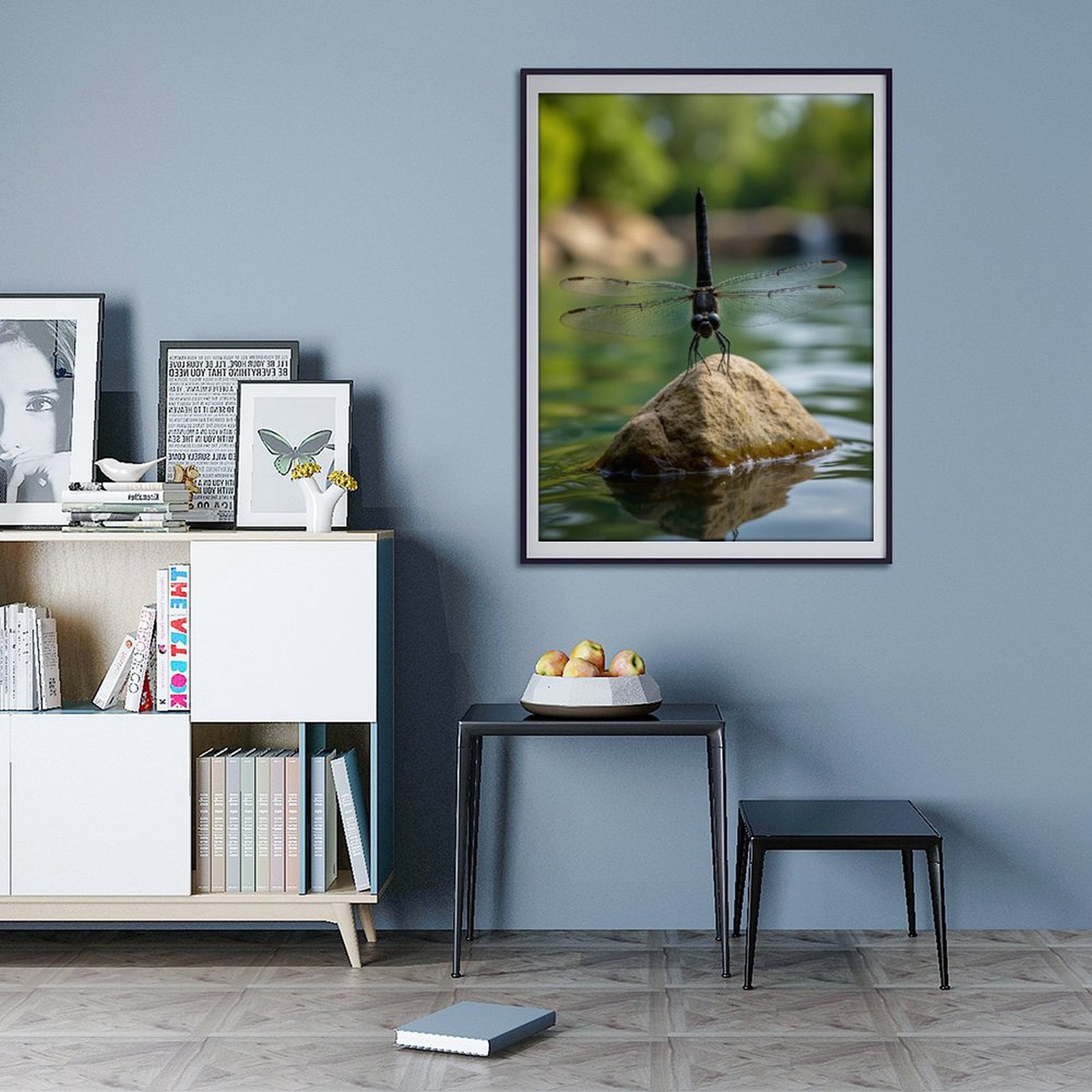 Diamond Art Kit for Adults, Dragonfly Perched On Rock Lake Diamond Painting for Adults Beginners, DIY Diamond Art Painting Kits, 5D Diamond Painting Crafts for Home Decor 12x16 Frameless