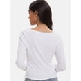 thumbnail image 5 of Womens Casual Long Sleeve Scoop Neck Slim Fitted Basic Top, 5 of 6