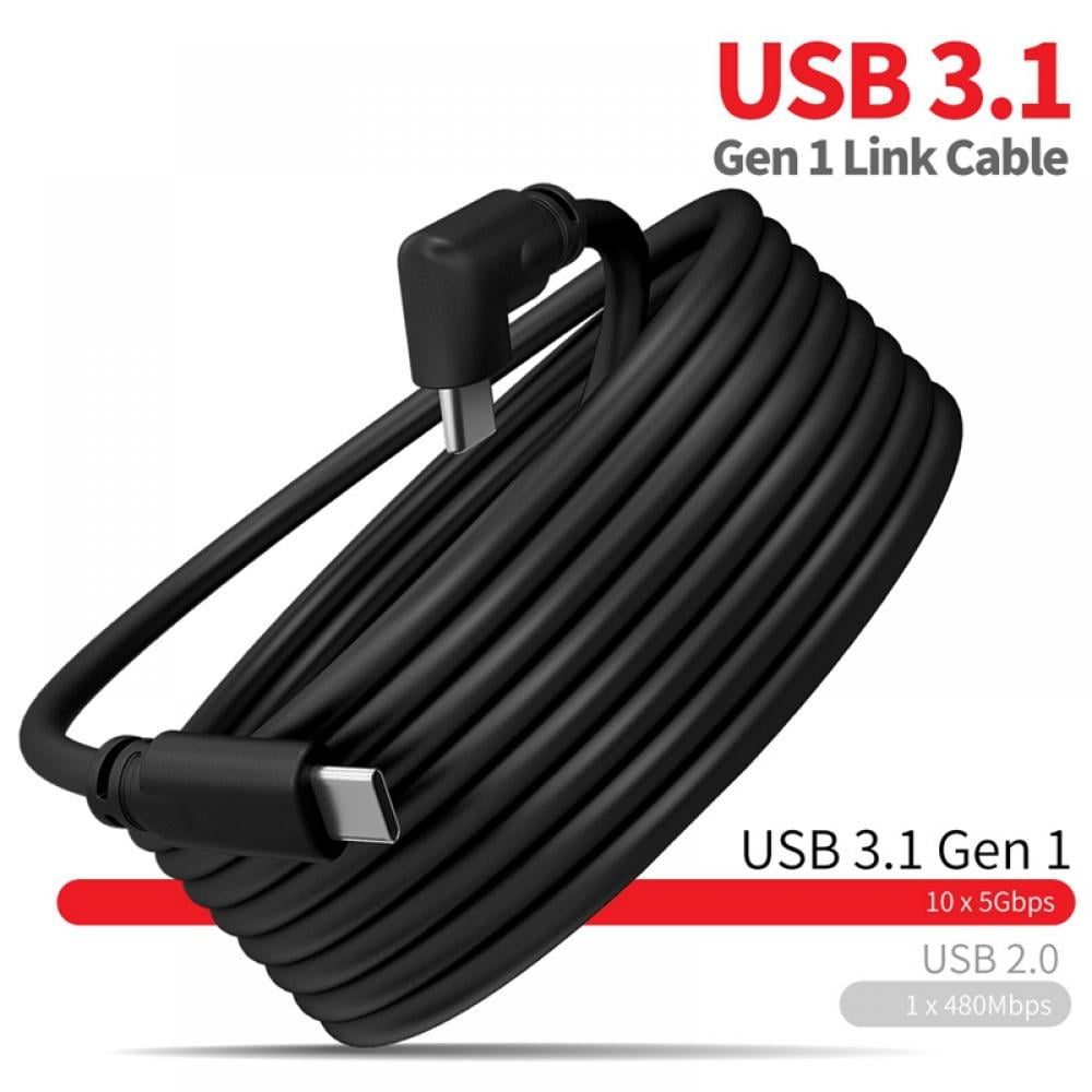 ,USB Type C 3.1 Gen1 5Gbps Cord with Right Angle Connector End,Support High Speed Data Transfer and Fast Charging,Designed for Oculus Quest and Oculus Link USB A to USB C Coaxial Cable 10 FT 