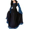 thumbnail image 2 of FcBaudy Robes pour Femmes, Robes d'Été pour Femmes Médiévales Européennes et de Cour Coupe Ajustée à Lacets Ourlet Grand Robe Patchwork Ensemble Robe Femme, 2 of 6