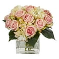 thumbnail image 1 of Rose & Hydrangea Bouquet Artificial Arrangement in Vase, 1 of 1