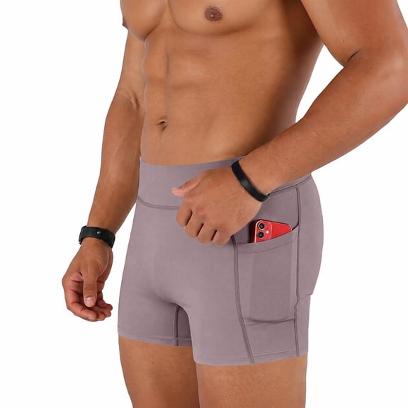 Men's High Waist Compression Athletic Shorts with Pockets, Breathable Tight Fit Gym Training 3 Inch Inseam Workout Bottoms for Running and Fitness