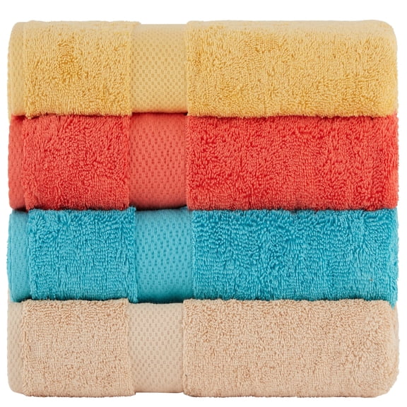 Bolbom Luxury 4 Piece Bath Towel Set 27"x54", Premium 500 GSM 100% Ring Spun Cotton Highly Absorbent Bath Towels for Bathroom, Large Bathroom Shower Towels, Gym, Hotel & Spa (Color Mix 1)