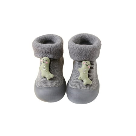 

Crocowalk Baby Floor Slippers First Walker Socks Rubber Sole Sock Shoes Cartoon Prewalker Home Shoe Infant Lightweight Pull On Slipper Gray 7C