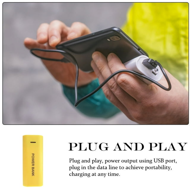 Langgg Power Bank Useful Reusable Plastic Mobile Phone Charger Reliable Case Charging Box Electronic Fittings Supplies Yellow