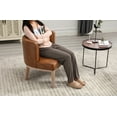 thumbnail image 5 of Dayalane Accent Chair, Mid-Century Modern Wooden Barrel Chair with Curved Back, Farmhouse PU Upholstered Round Side Chair for Living Room Bedroom Bistro Waiting Room, Brown, 5 of 10