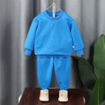 thumbnail image 3 of Afuyipoi Boys and Girls Textured Long Sleeve Crewneck Pullover and Activewear Pants Set 100% Cotton 2-12Y Blue Size 11, 3 of 6