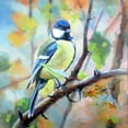 thumbnail image 2 of Pautov, Igor 26x26 Gold Ornate Wood Framed with Double Matting Museum Art Print Titled - Tit in the Autumng Forrest, 2 of 4
