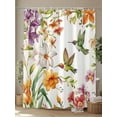 thumbnail image 4 of Shower Curtains Watercolors Bird Flowers Bath Curtain Orange Floral Leaf Waterproof Bathroom Shower Curtain Set with Hooks Decoration 72 x 84 Inches, 4 of 7