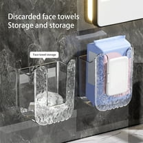 Wall-Mounted Wet Wipes Storage Box, Self-Adhesive Tissue Holder For Bathroom, Flushable Wipes Holder With No Punching Installation, Large Opening Design For Easy Wipes Placement,