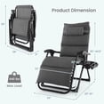 thumbnail image 2 of Gymax Chaise Longue Inclinable Pliante avec Coussin et Porte-Gobelet Gris, 2 of 9