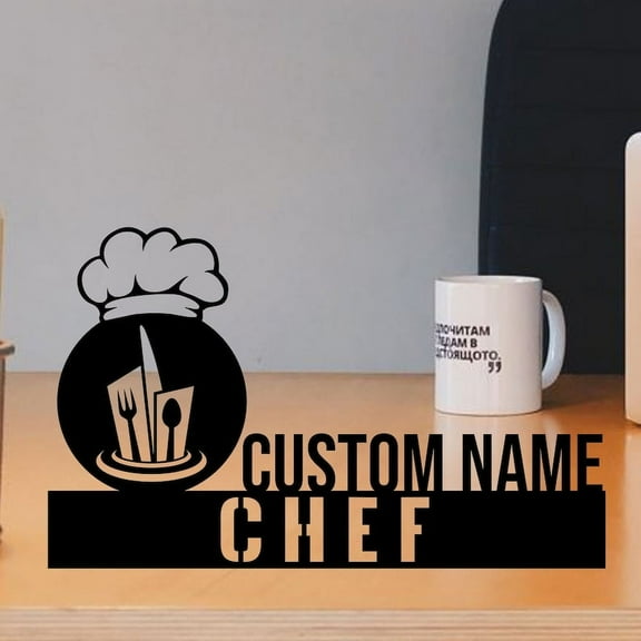 Handmadetneonsign Custom Chef Desk Name Plate, Chef Metal Nameplate For Desk, Desk Nameplate