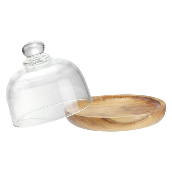 SEWOART Serving Platters And Trays Wood Cheese Plate With Dome 1 Set