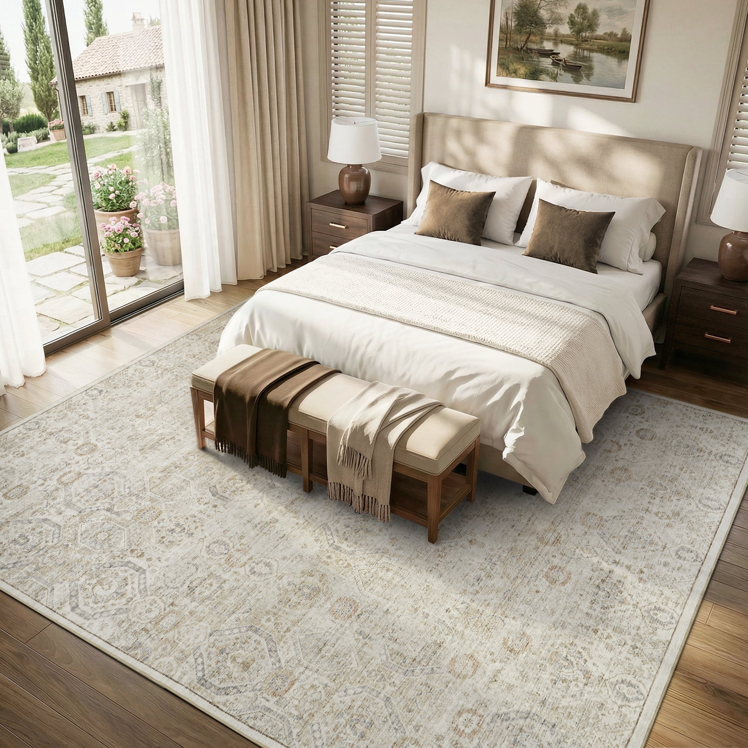 SIXHOME 5'x7' Area Rugs for Living Room Modern Area Rugs Machine Washable Rugs Beige