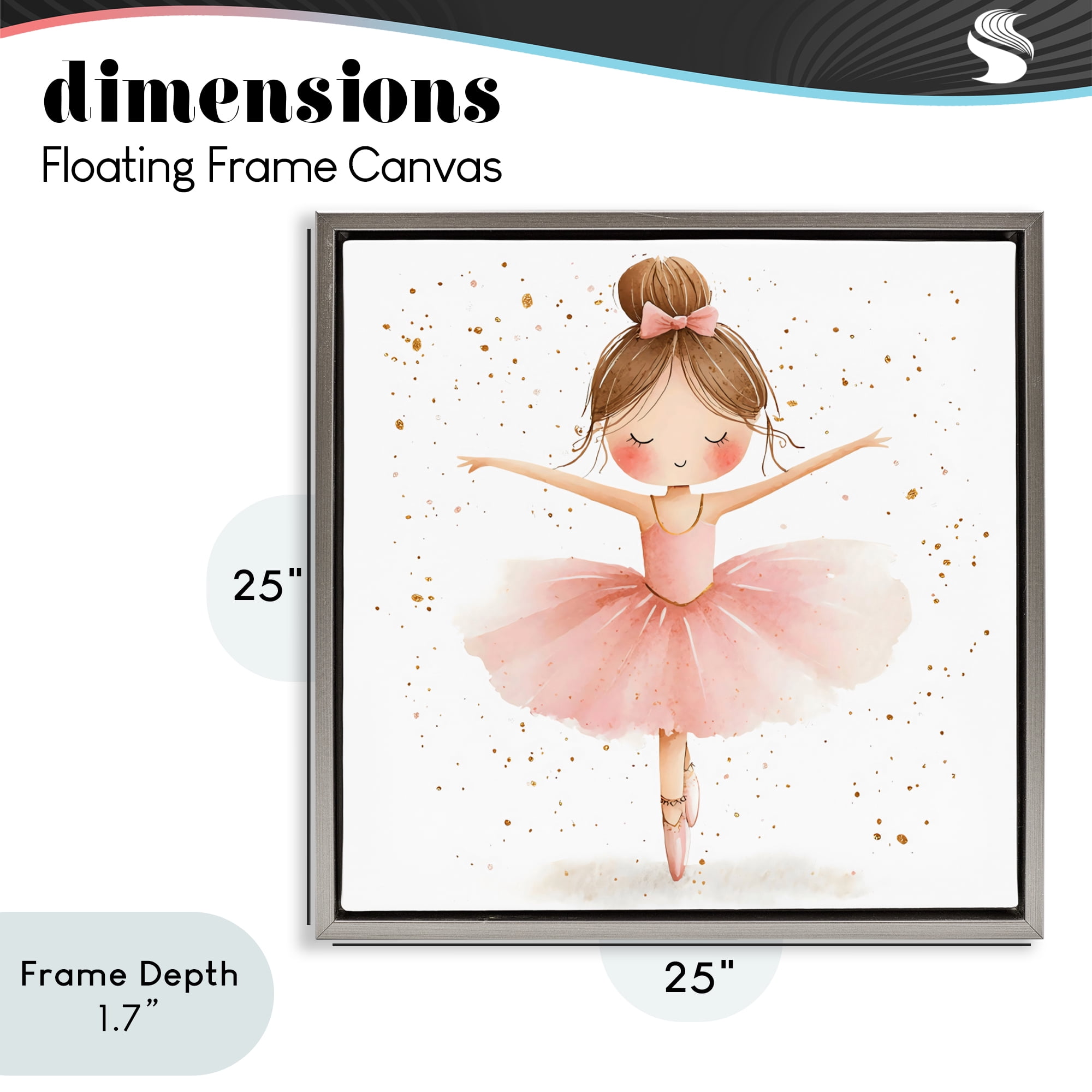 Stupell Industries Sweet Ballerina Pose Gray Framed Floater Canvas Wall Art, design by Creative Studio