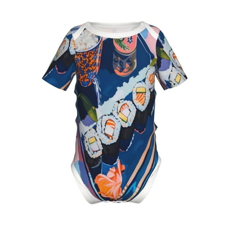 

Coaee Colorful Sushi Food Art for Soft Baby Short-Sleeve Bodysuit Baby Climbing Clothes Baby Girls Boys Bodysuit Romper-9M