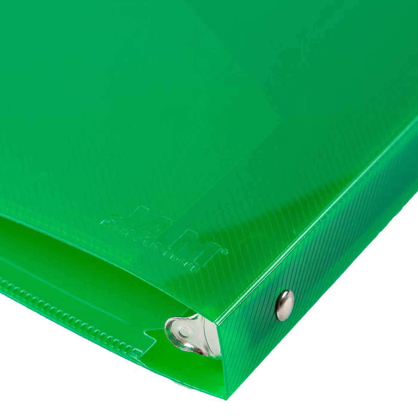 JAM Paper & Envelope Plastic Binder, 11.5 x 10.25 x 1/2 in, Green, 1 Pack