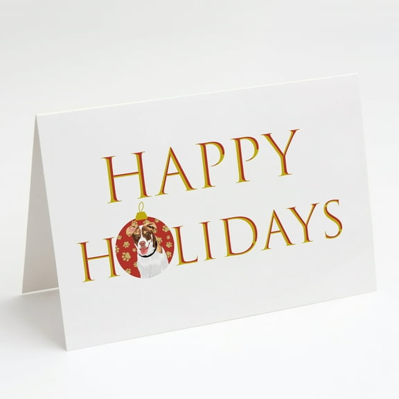 Australian Shepherd Red and White #2 Happy Holidays Greeting Cards and Envelopes Pack of 8 7 in x 5 in