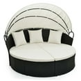 thumbnail image 4 of Costway Patio Round Daybed with Retractable Canopy Rattan Sectional Seating Off White, 4 of 9