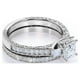 thumbnail image 4 of JeenMata Anillo de Boda Estilo Victoriano de Tres Piedras con Pavé de Diamantes de Talla Princesa Engastado en Oro Blanco de 10 K, 4 of 6