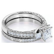 JeenMata Beautiful 1.25 Carat Real Moissanite Wedding Ring Set in 18k White Gold Plating for Women