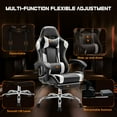 thumbnail image 5 of KPUY Video Game Desk Chair - Ergonomic Computer with Footrest and Comfy Lumbar Support, PU Leather Recliner with Headrest, Fixed Up Armrest, Height Adjustable with 360° Swivel, Black White, 5 of 8