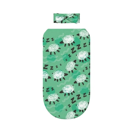 

Lafuoo Sheep Zzz Pattern 0-6 Months Newborn Swaddle Bag Headband Set for Girls Clothes Baby Care Products