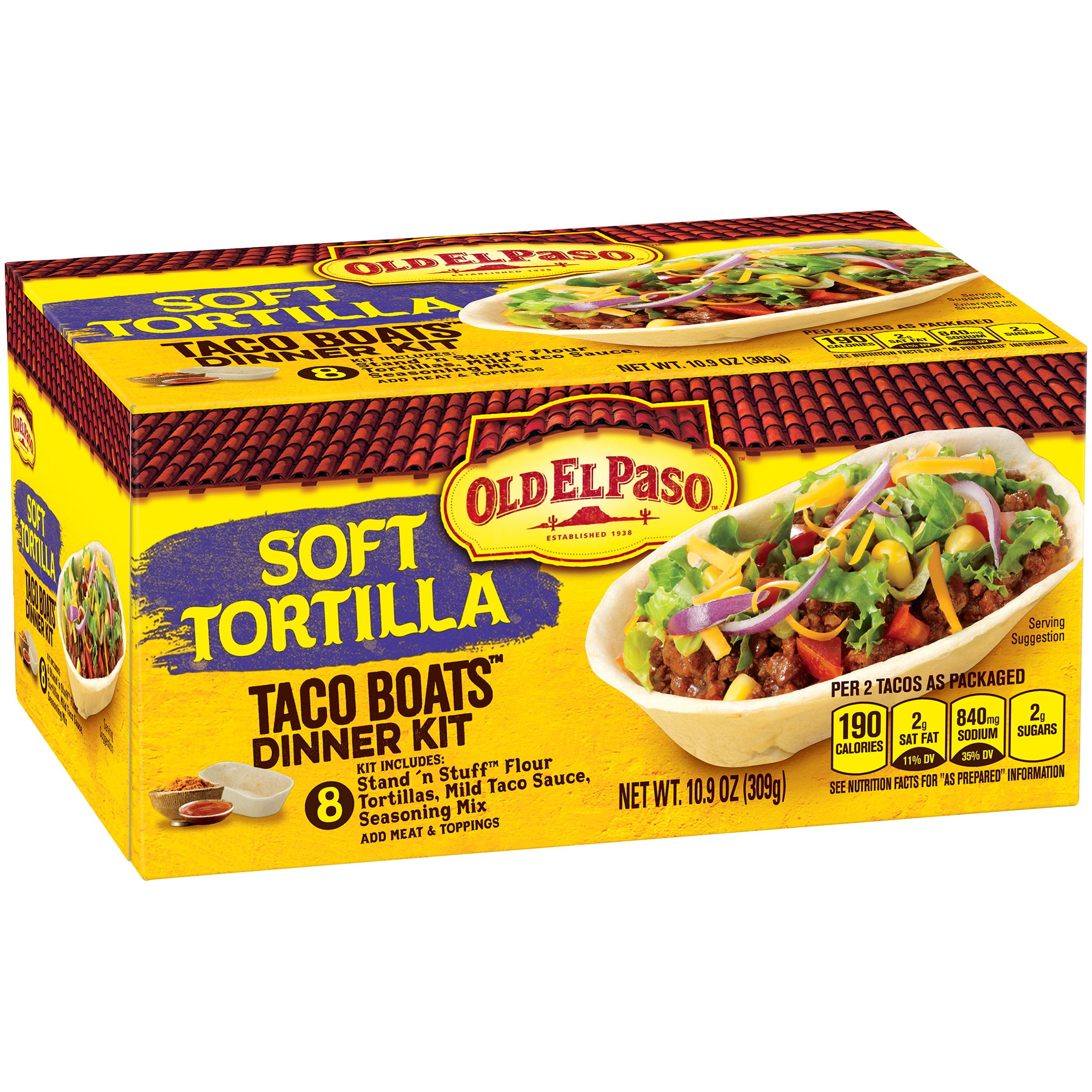 Old El Paso Soft Tortilla Taco Boats Dinner Kit 8 CT by General Mills Sales, Inc.