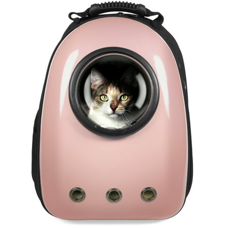 Best Choice Products Pet Carrier Space Capsule Backpack, Bubble Window Lightweight Padded Traveler for Cats, Dogs, Small Animals w/ Breathable Air Holes - Rose (Best Backpack For Homeless)