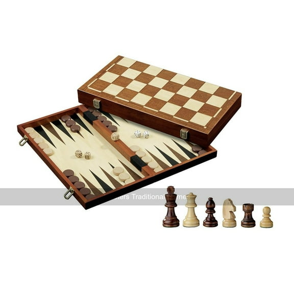 Philos Chess, Backgammon and Draughts Set - 40cm