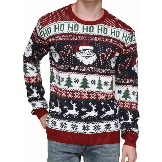 Chandail de Noël pour Hommes Rudolph Renne Vacances Festif Tricoté Cardigan Mignon Laid