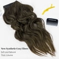 thumbnail image 2 of Invisible Wire Hair Extensions with Transparent Wire Adjustable Size 4 Secure Clips Long Wavy Secret Hairpiece 16 Inch Dark Walnut Brown for Women, 2 of 7