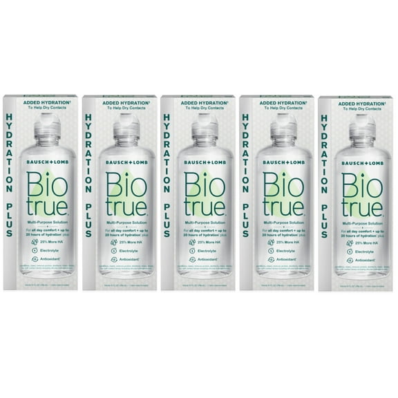 Biotrue Contact Lens Solution, Multi-Purpose Solution for Soft Contact Lenses, Lens Case Included, 10 FL OZ - 5 Pack