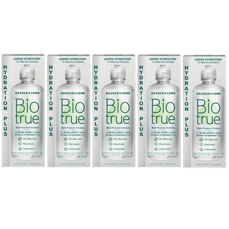 Biotrue Contact Lens Solution, Multi-Purpose Solution for Soft Contact Lenses, Lens Case Included, 10 FL OZ - 5 Pack