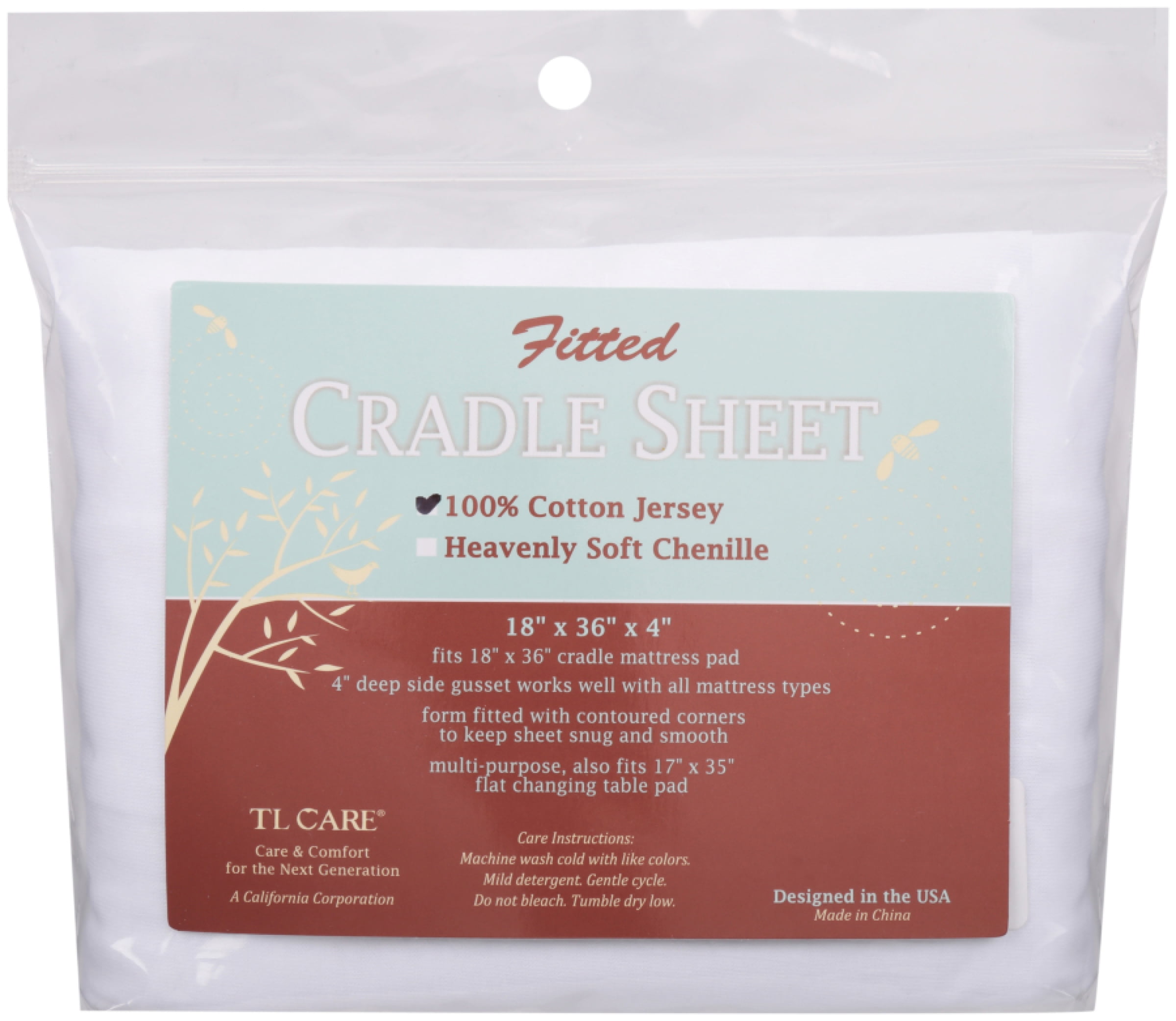 TL Care Inc Cotton White Solid Print Cotton Fitted Sheet, Cradle Size